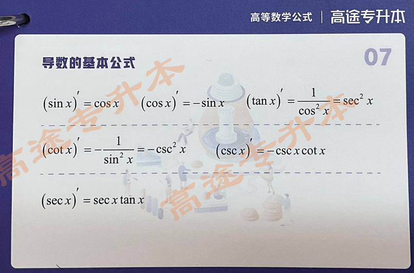 河南专升本高数导数基本公式