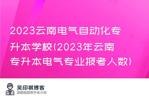 2023云南电气自动化专升本学校(2023年云南专升本电气专业报考人数)