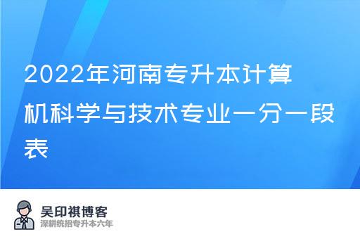 2022年河南专升本计算机科学与技术专业一分一段表